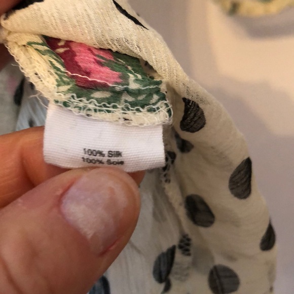 Lux 100% Silk sheer floral polka dot boho top - Picture 4 of 8